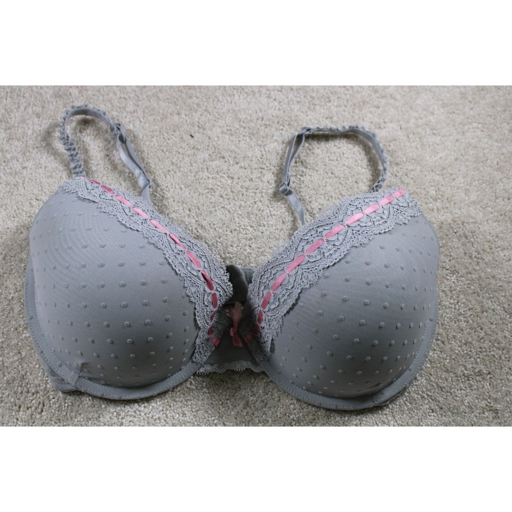 Candies Gray & Pink Lace Trim 36D Bra
